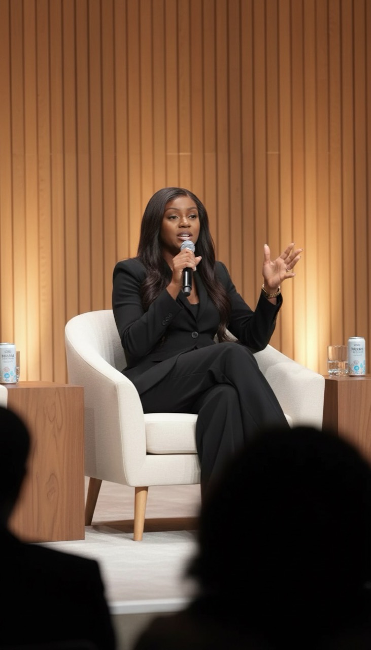 Jessica speaking about AI at a live event