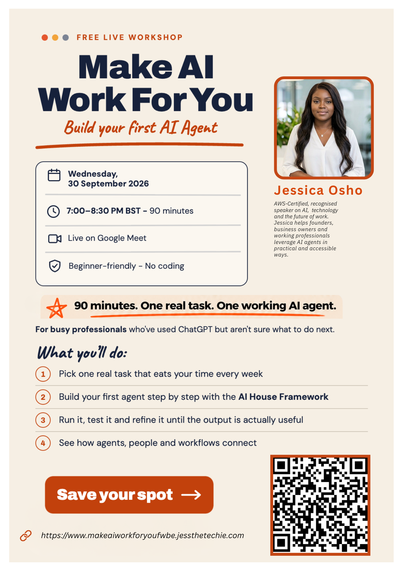 Make AI Work For You free live workshop flyer
